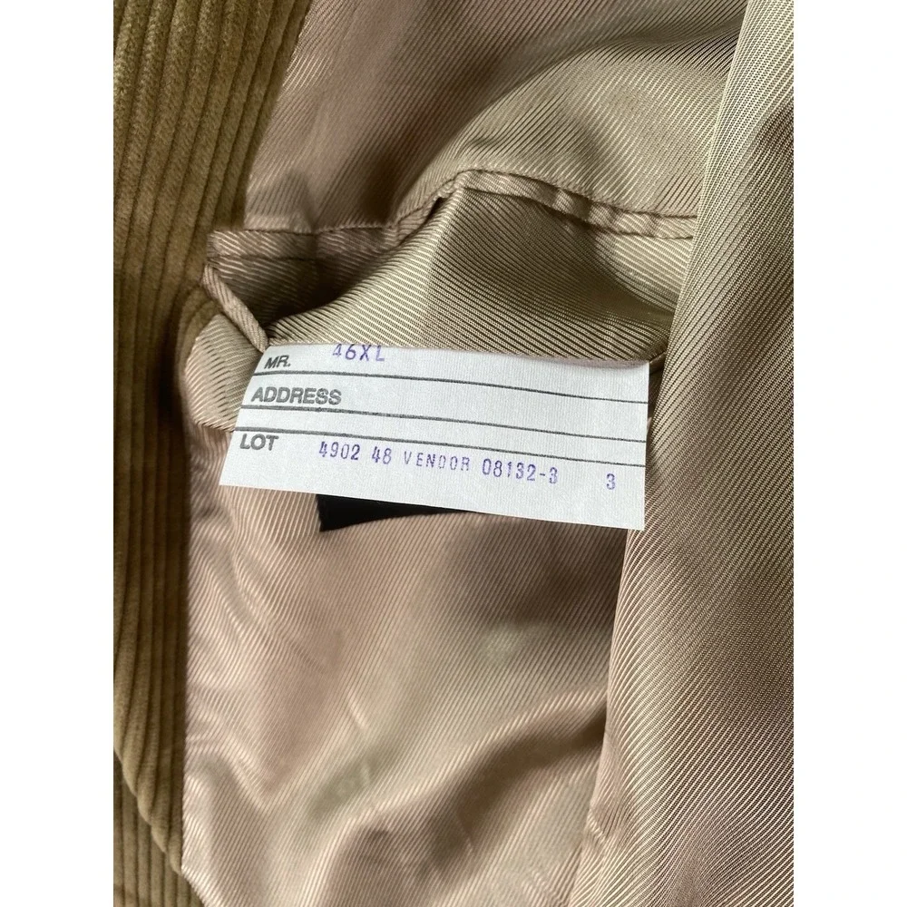 Vintage Stafford Sport Coat 46 XL Beige Cotton Corduroy Designer Premium USA